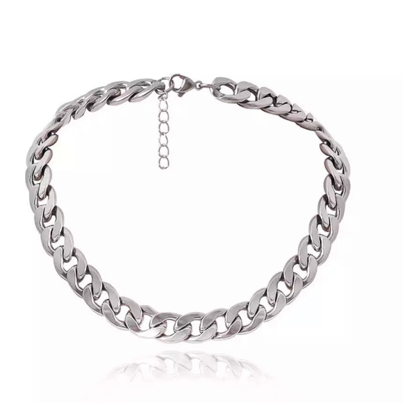 Unisex Silver Cuban Statement Necklace - Picture 6 of 9